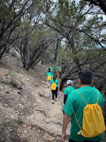 students hiking